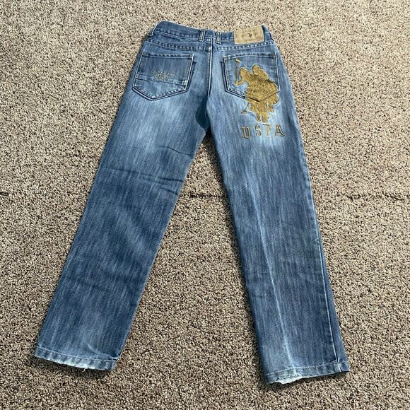US Polo Assn Boys 12 Slim Straight Jean Embroidered Pony Gold - Picture 2 of 11